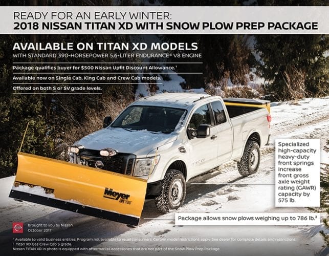 Nissan Plows Into Winter with 2018 Nissan Titan XD Snow Plow Package