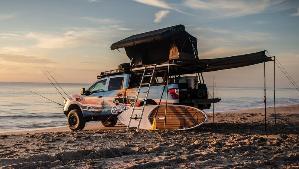 Nissan Titan Surfcamp Show Vehicle - Retro Beach Looks, Gear + Big Pickup Capability