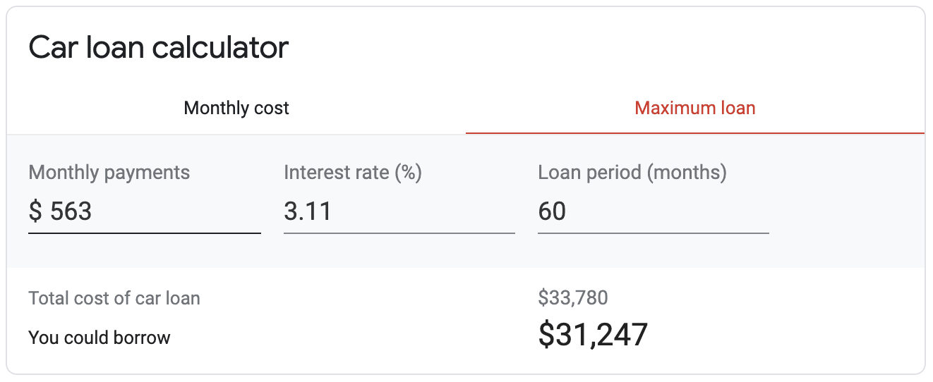 new car monthly payment calculator