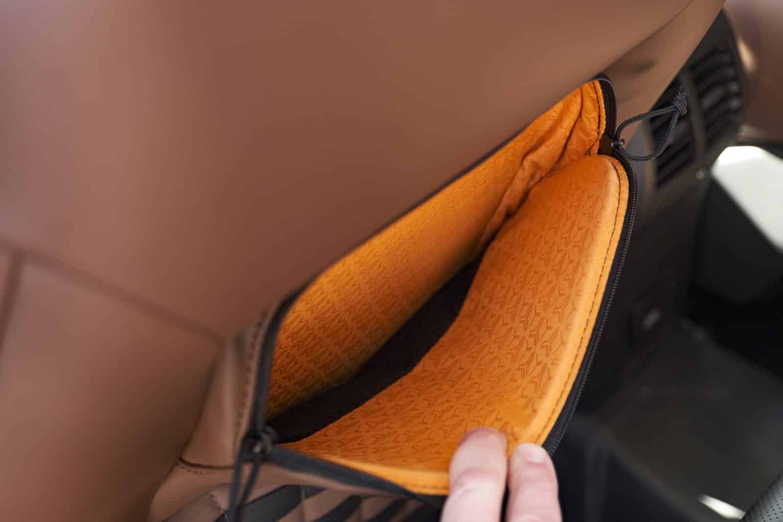 2022 Ford Bronco Sport rear seat pocket liner detail