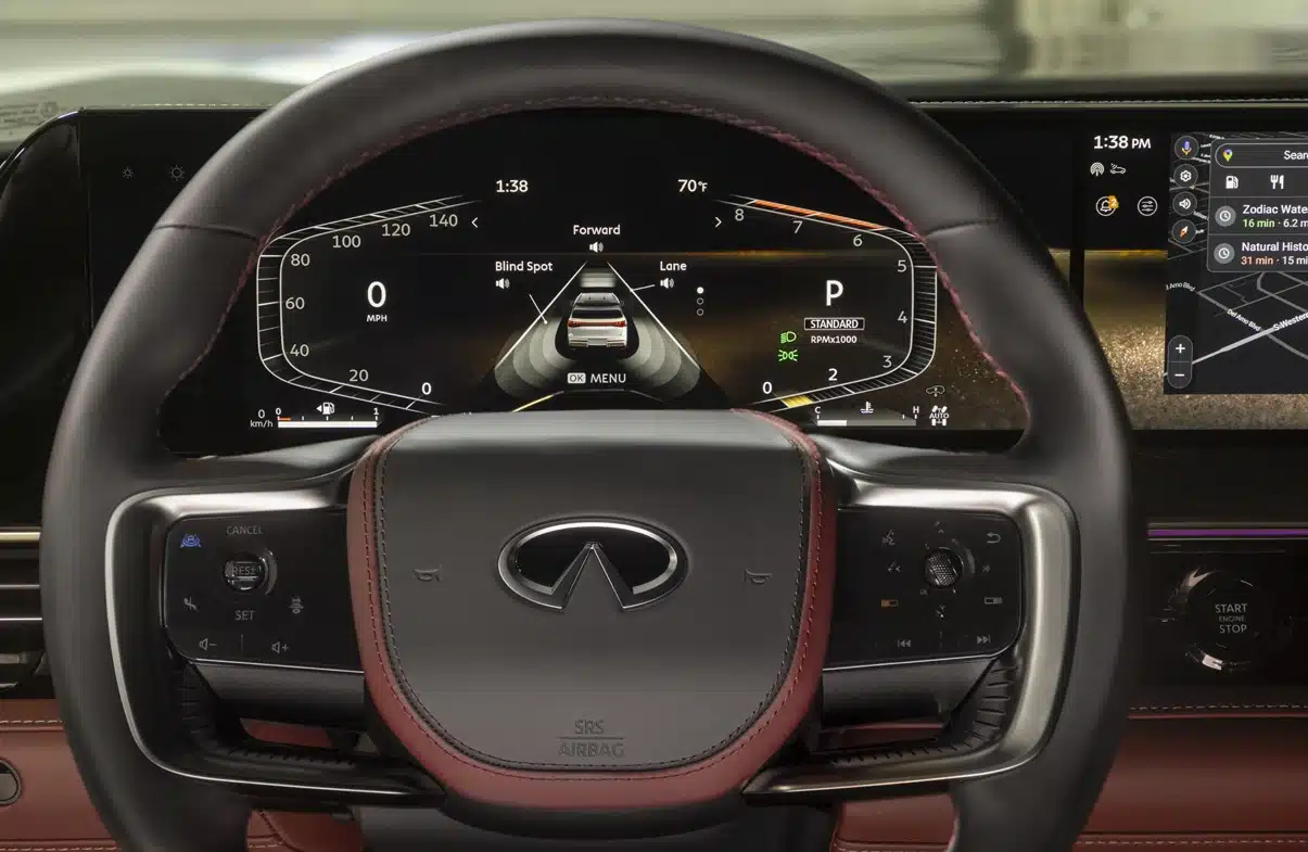 2025 infiniti qx80 24 display helps prevent distracted driving