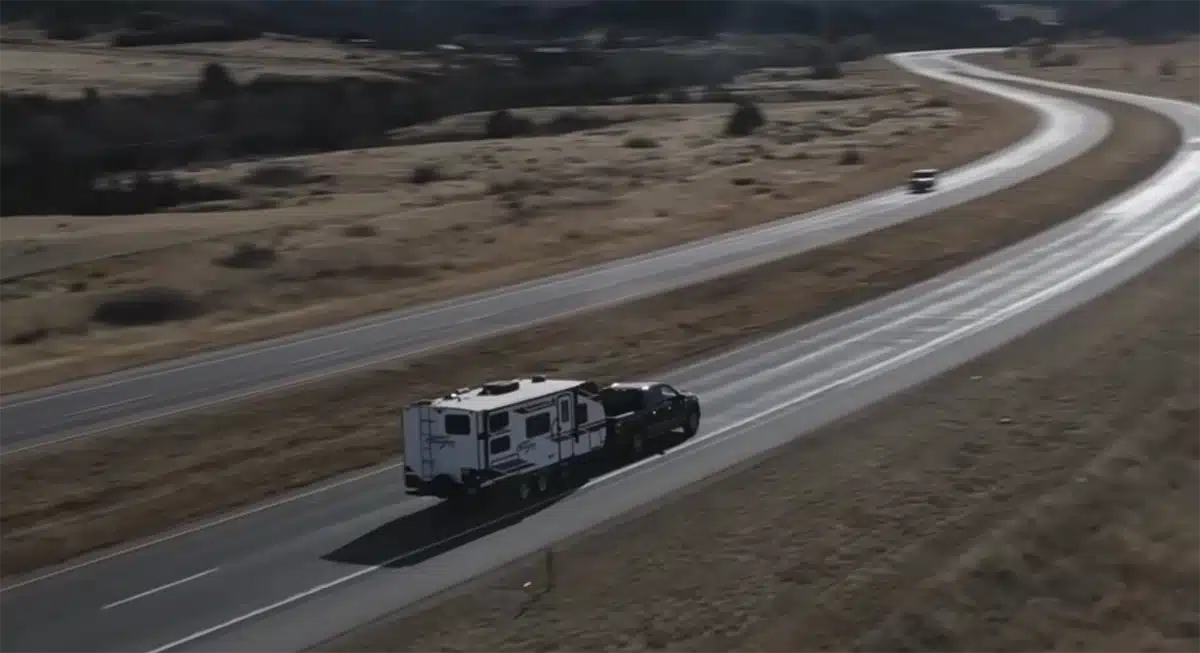 Full-Size Truck Engine Tows Camper 1