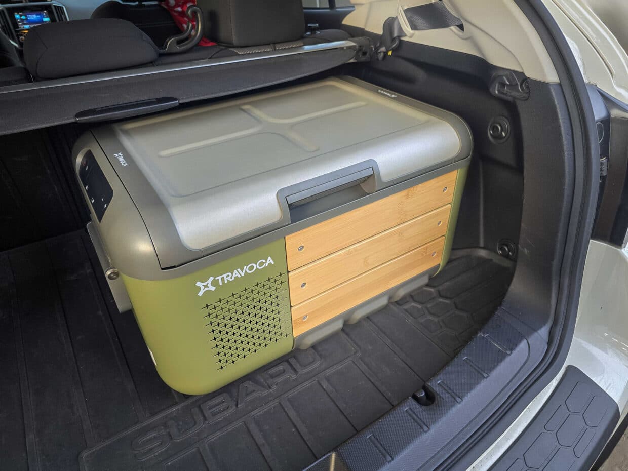 Travoca Rigel 25L Dual Zone eCooler in rear cargo area