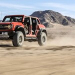 Preproduction model with available equipment shown. Available Summer 2022. Removal of doors for off-road use only. Closed course. Professional Driver. Do not attempt unless you have special off-road driving training and are driving on a closed course. Always consult the owner’s manual before off-road driving, know your terrain and trail difficulty, and use appropriate safety gear. Ford is committed to the preservation of the environment and treading lightly.