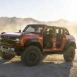 Preproduction model with available equipment shown. Available Summer 2022. Removal of doors for off-road use only. Closed course. Professional Driver. Do not attempt unless you have special off-road driving training and are driving on a closed course. Always consult the owner’s manual before off-road driving, know your terrain and trail difficulty, and use appropriate safety gear. Ford is committed to the preservation of the environment and treading lightly.