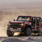 Preproduction model with available equipment shown. Available Summer 2022. Removal of doors for off-road use only. Closed course. Professional Driver. Do not attempt unless you have special off-road driving training and are driving on a closed course. Always consult the owner’s manual before off-road driving, know your terrain and trail difficulty, and use appropriate safety gear. Ford is committed to the preservation of the environment and treading lightly.