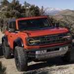 Preproduction model with available equipment shown. Available Summer 2022. Closed course. Professional Driver. Do not attempt unless you have special off-road driving training and are driving on a closed course. Always consult the owner’s manual before off-road driving, know your terrain and trail difficulty, and use appropriate safety gear. Ford is committed to the preservation of the environment and treading lightly.