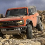 Preproduction model with available equipment shown. Available Summer 2022. Closed course. Professional Driver. Do not attempt unless you have special off-road driving training and are driving on a closed course. Always consult the owner’s manual before off-road driving, know your terrain and trail difficulty, and use appropriate safety gear. Ford is committed to the preservation of the environment and treading lightly.