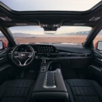 The cabin’s appointments build on the Escalade’s Platinum trim interior.