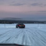 The Jaguar F-Type heading out for an expertise on the ice. JLR Ice Academy