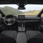 The interior of the 2026 Honda CR-V TrailSport hybrid gets badging and rubber floor mats. (Photo courtesy Honda) 2026 Honda CR-V TrailSport Hybrid 2